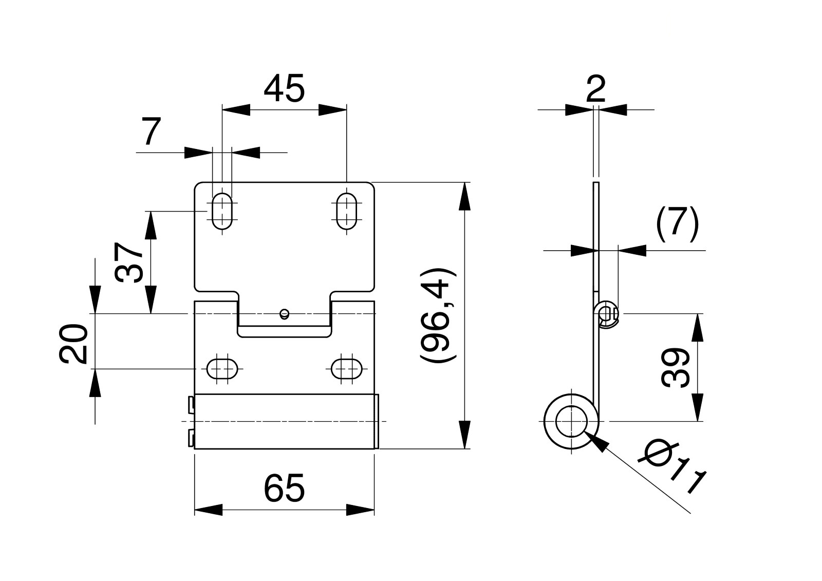 Странична панта гаражна за TECSEDO за двоен ролер