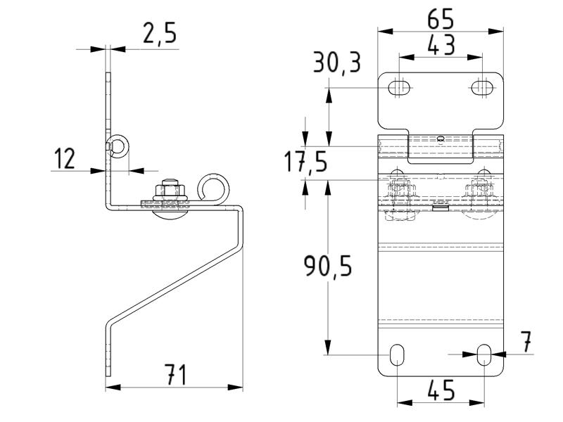 Странична панта ролков държач