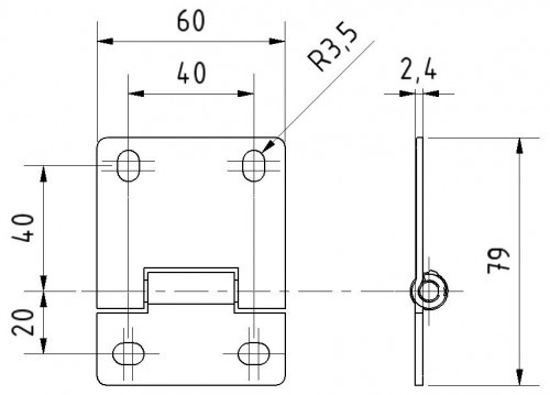 Средна панта гаражна, цинк 40mm (K/N)