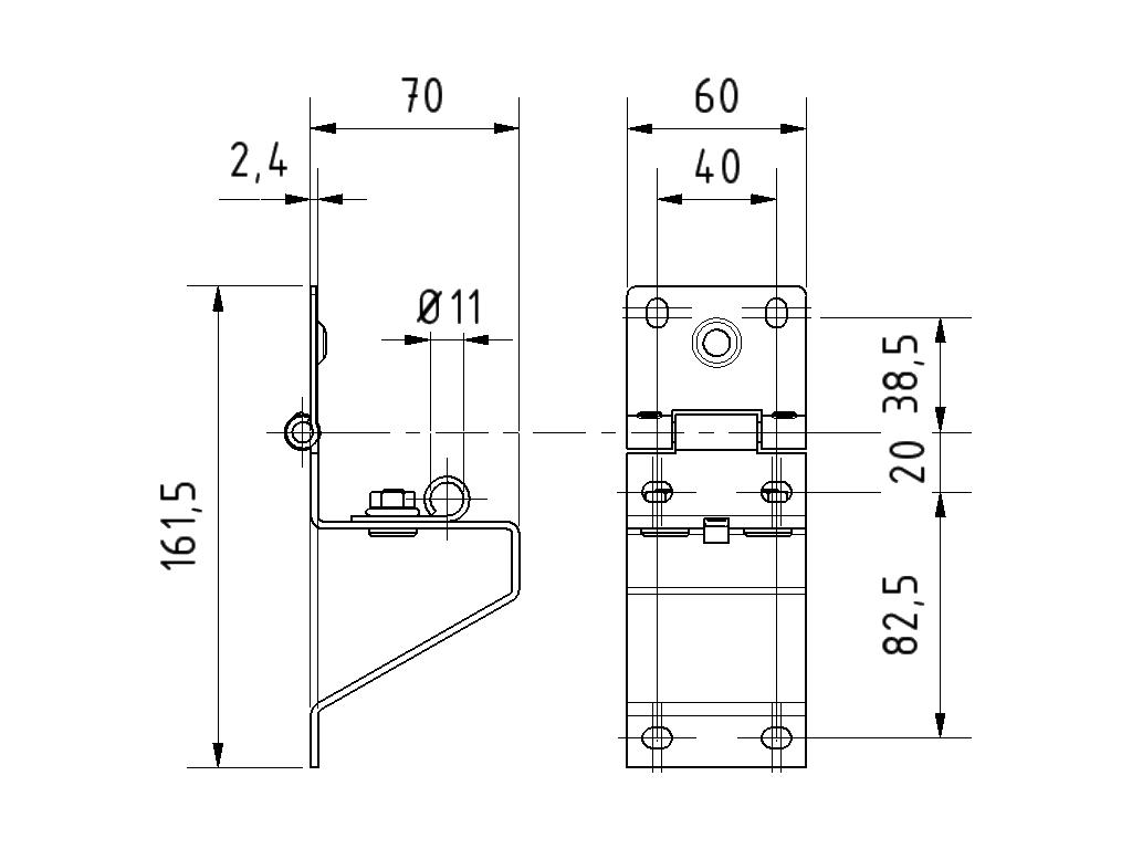 Странична панта гаражна, цинк 40mm (K/N)