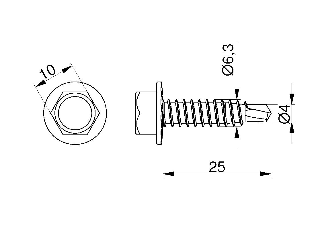 САМОПРОБИВЕН ВИНТ 6.3 Х 25