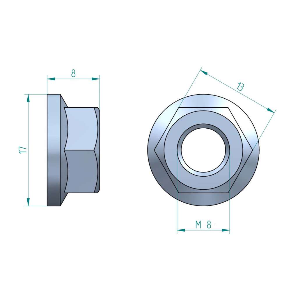 Гайка М8 фланцова DIN6923