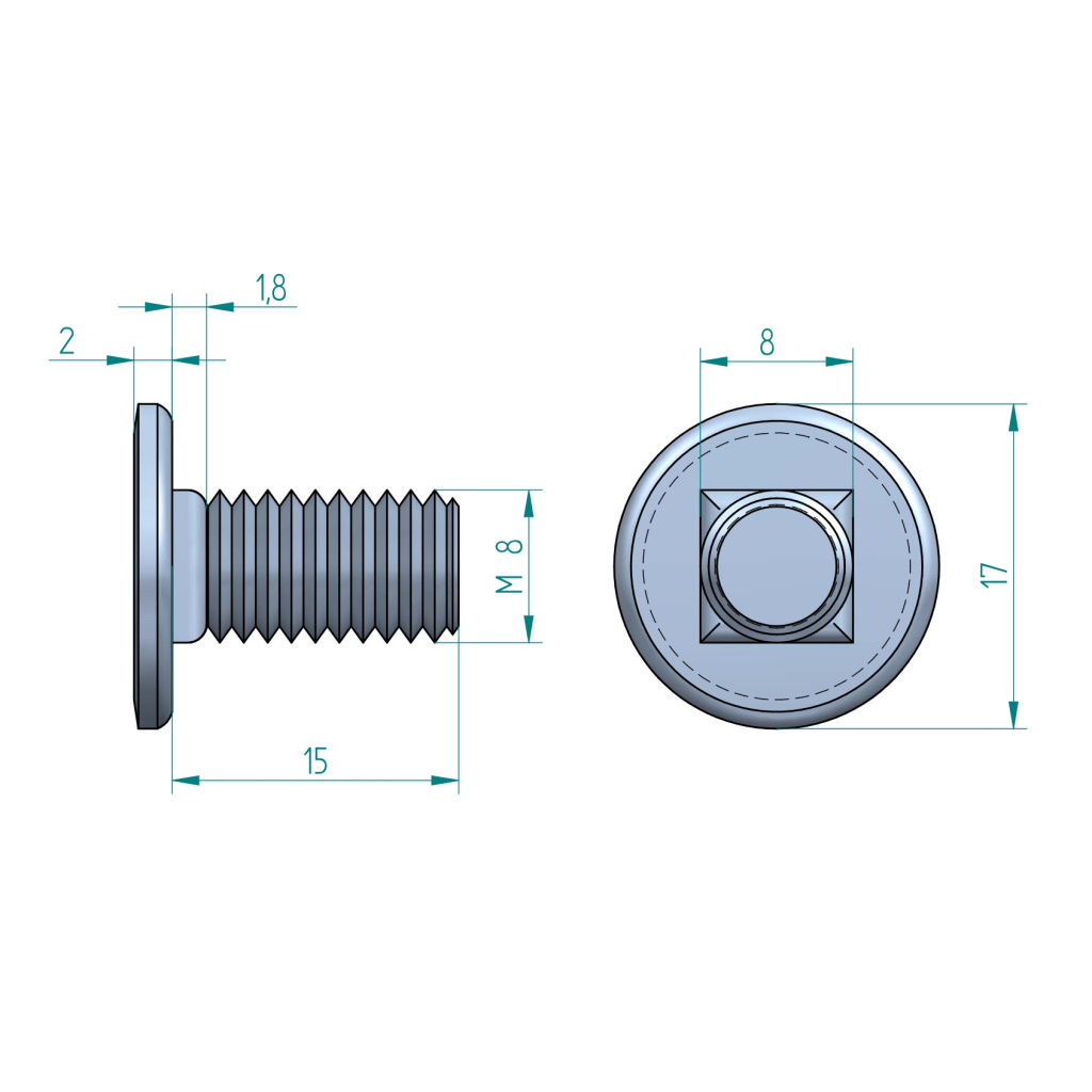 Болт с плоска глава М8 L=15
