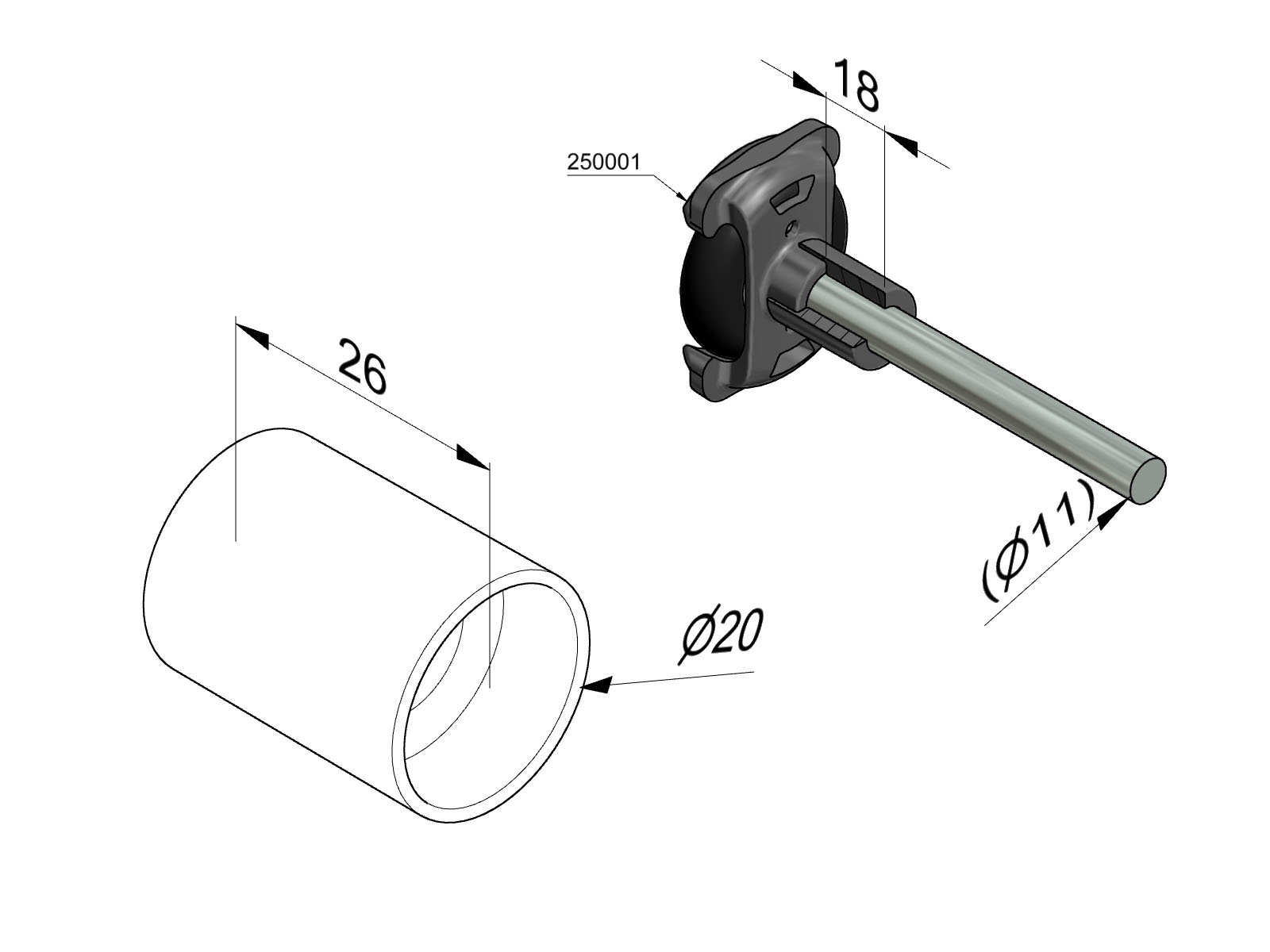 Дист. втулка пластмасова 11мм