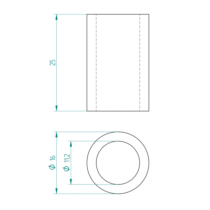 Втулка TS100 25 mm PA6 black
