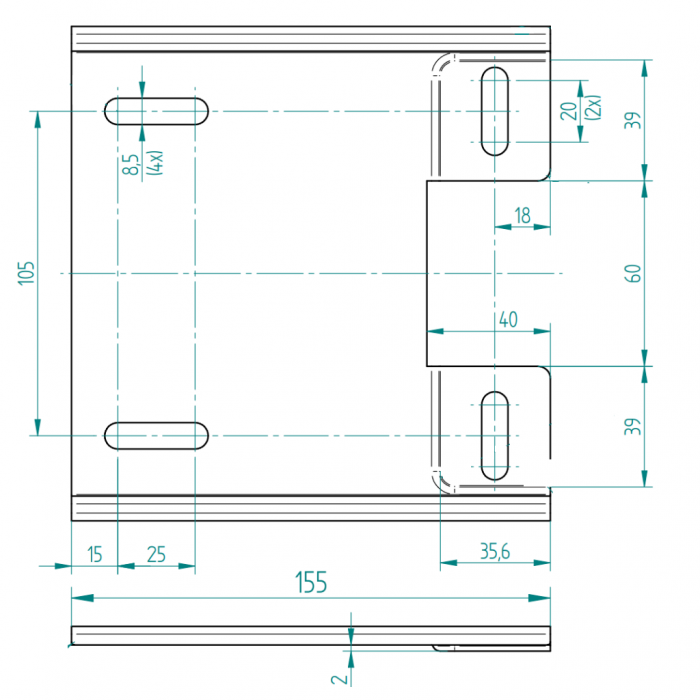 Свързваща планка 160 x 155 x 2 mm