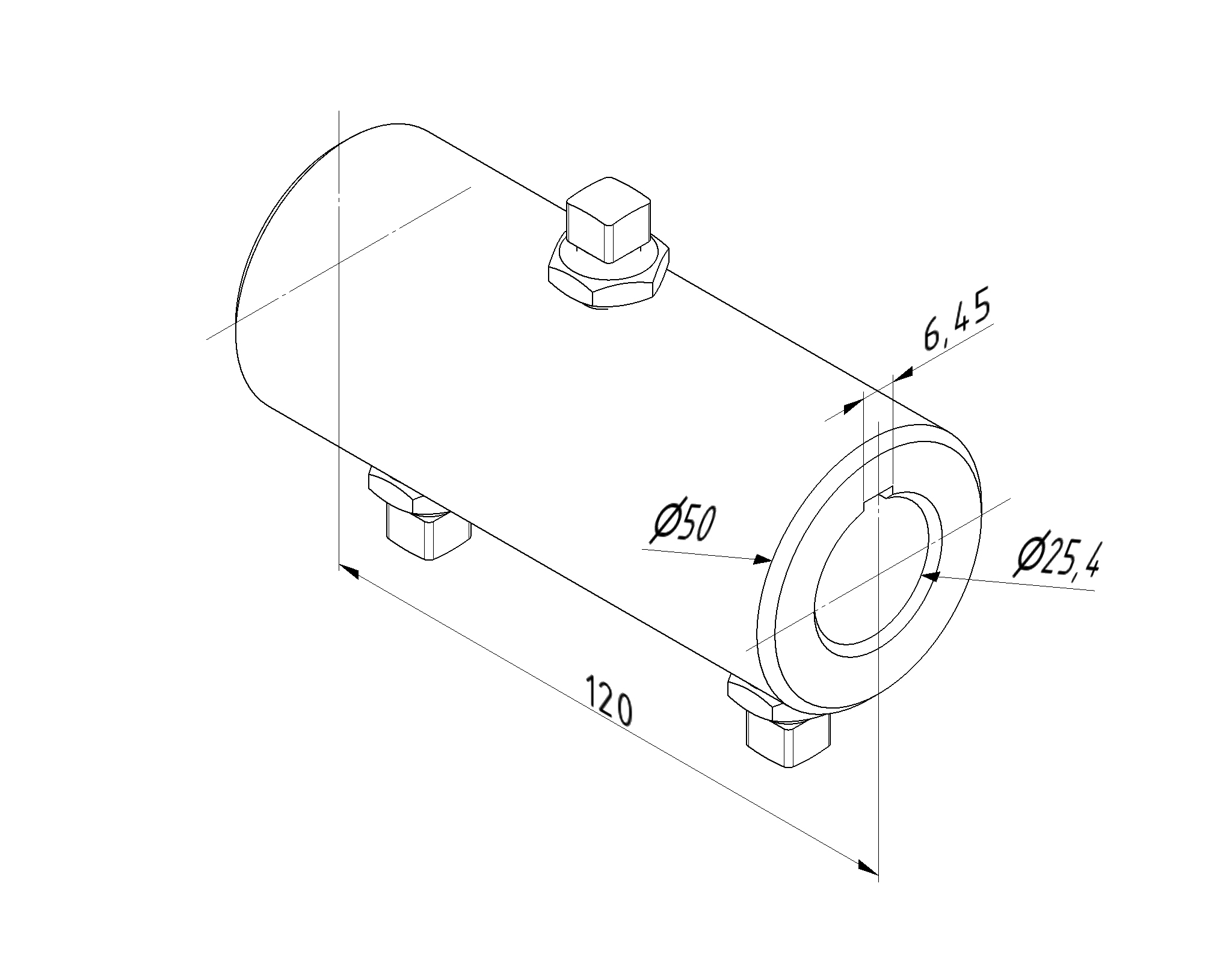 Съединител за вал с дължина L=120 mm