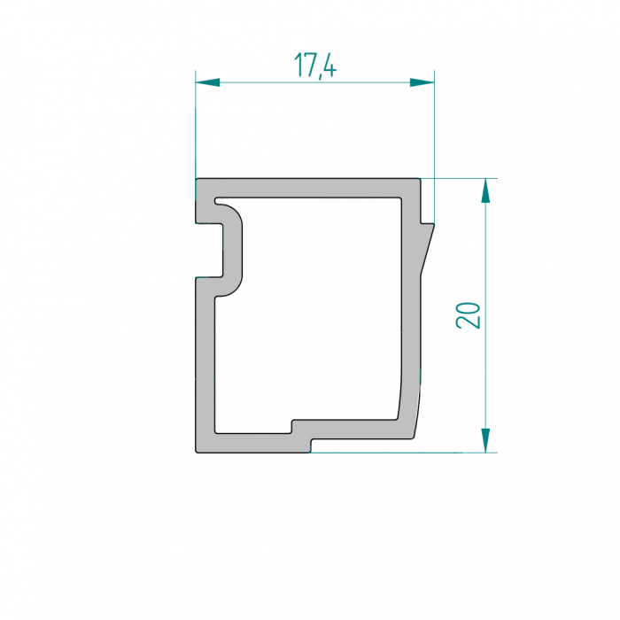 Профил - пълнеж за прозр. един. редове L = 6000 mm PVC сив 