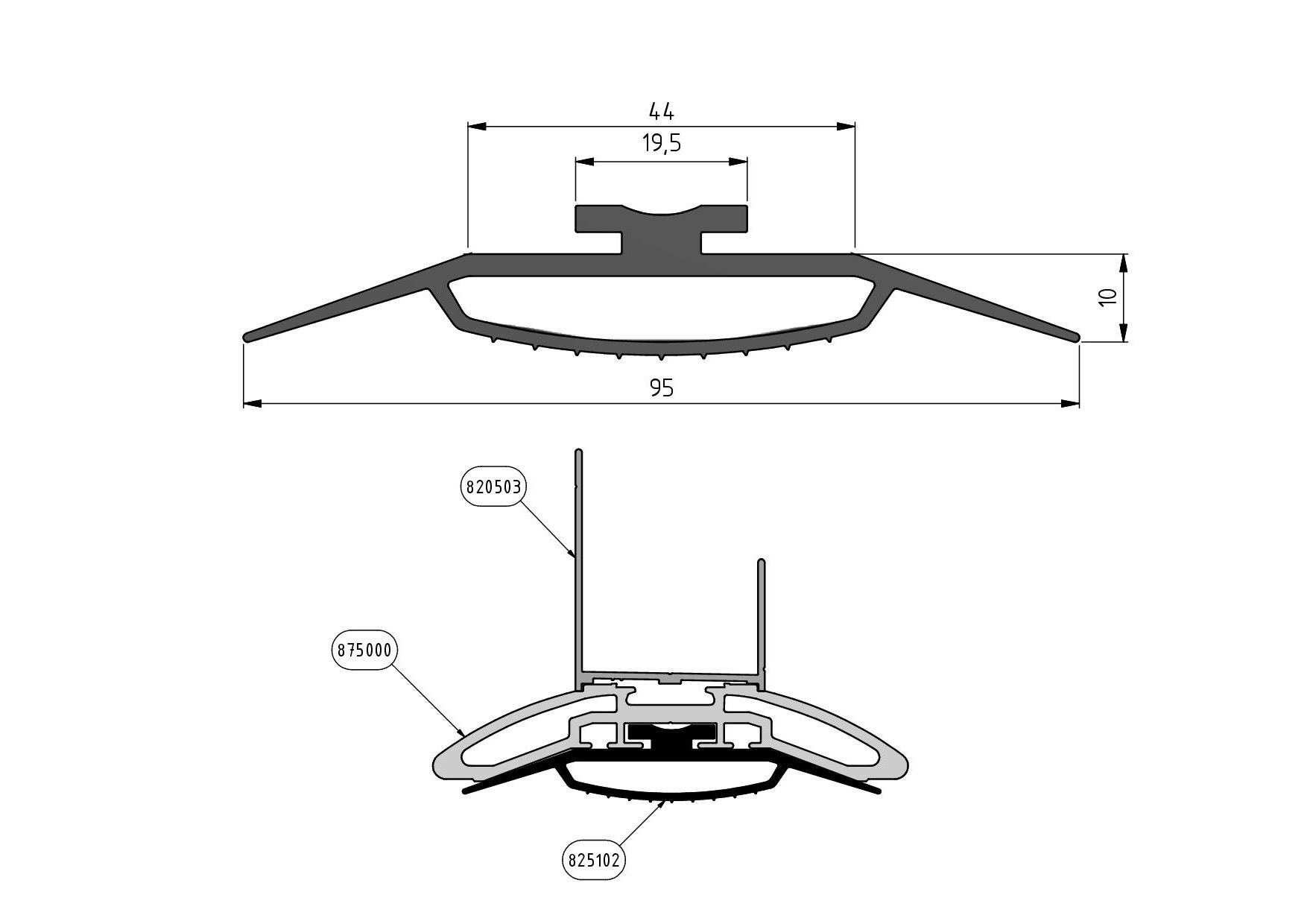 Долна гума за проходна с нисък праг