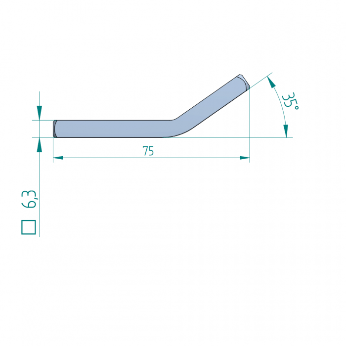 Шпонка извита дълга 6.35х6.35х75 за вал 31.75