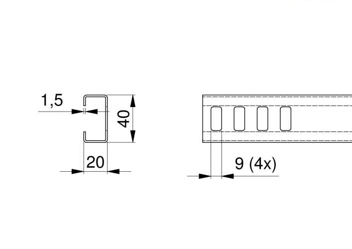 С-укрепващ 40х20х1,5 L = 6500 mm
